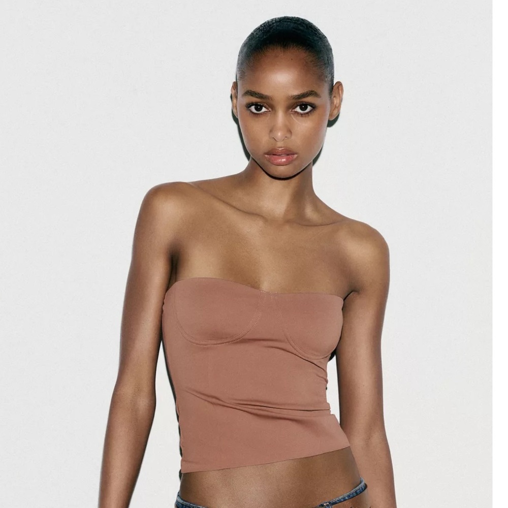 Zara POLYAMIDE BANDEAU TOP